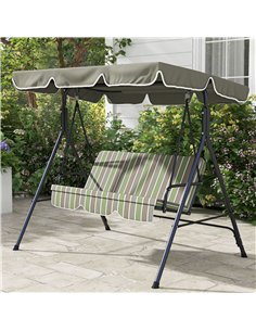 Outsunny Three-Seater Garden Swing Chair, with Adjustable Canopy - Green 2