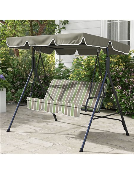 Outsunny Three-Seater Garden Swing Chair, with Adjustable Canopy - Green - pic 182823 | FastDaddyshop