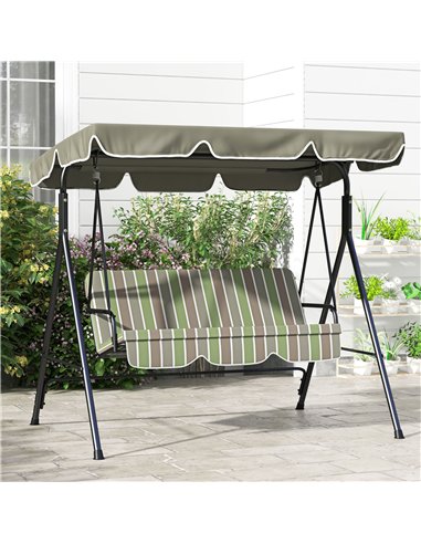Outsunny Three-Seater Garden Swing Chair, with Adjustable Canopy - Green