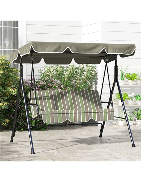 Outsunny Three-Seater Garden Swing Chair, with Adjustable Canopy - Green - pic 182829 | FastDaddyshop