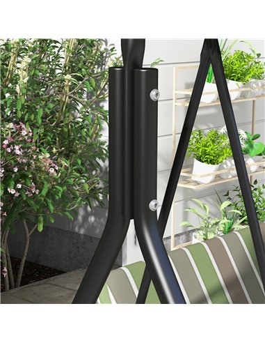 Outsunny Three-Seater Garden Swing Chair, with Adjustable Canopy - Green
