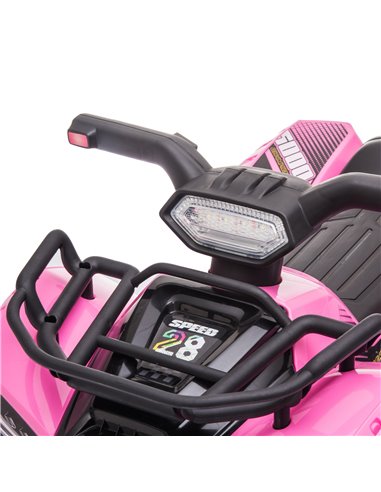 HOMCOM Kids Ride-on Four Wheeler ATV Car with Real Working Headlights, 6V Battery Powered Motorcycle for 18-36 Months, Pink