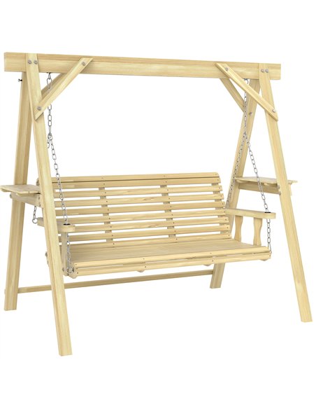Outsunny Three-Seater Wooden Swing Bench - pic 182858 | FastDaddyshop