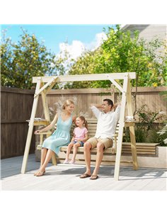 Outsunny Three-Seater Wooden Swing Bench 2