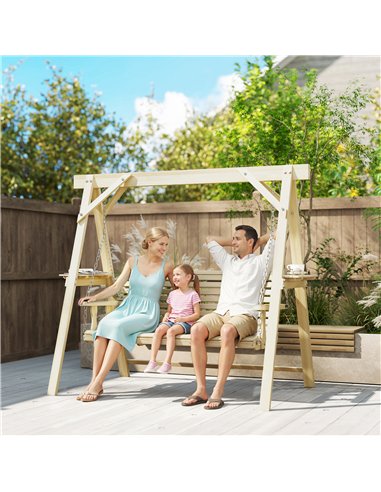 Outsunny Three-Seater Wooden Swing Bench