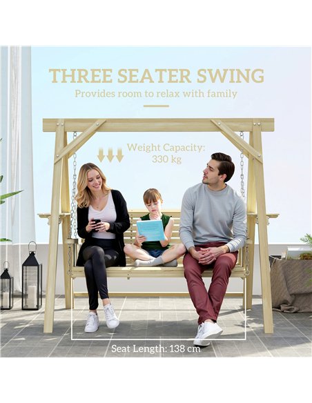 Outsunny Three-Seater Wooden Swing Bench - pic 182861 | FastDaddyshop