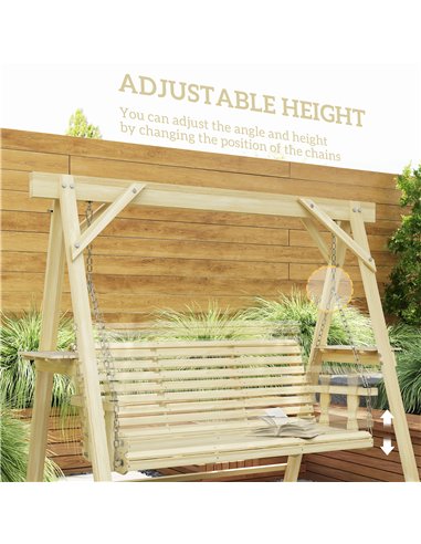 Outsunny Three-Seater Wooden Swing Bench