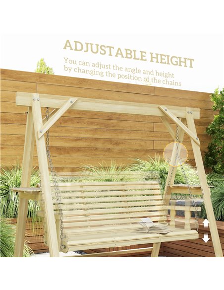 Outsunny Three-Seater Wooden Swing Bench - pic 182863 | FastDaddyshop
