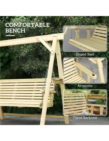 Outsunny Three-Seater Wooden Swing Bench - pic 182864 | FastDaddyshop