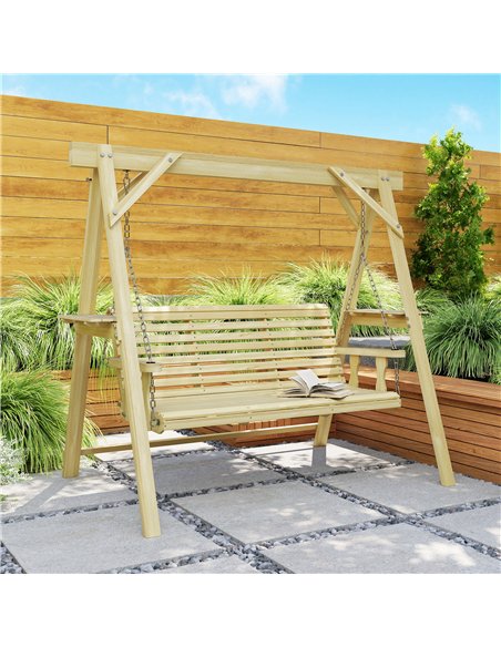 Outsunny Three-Seater Wooden Swing Bench - pic 182865 | FastDaddyshop