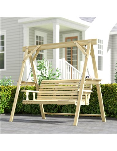Outsunny Three-Seater Wooden Swing Bench
