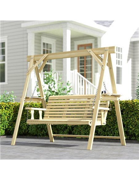 Outsunny Three-Seater Wooden Swing Bench - pic 182866 | FastDaddyshop