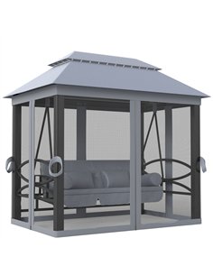 Outsunny 3 Seater Swing Chair Hammock Gazebo Lounger Cushioned Seat Waterproof Grey