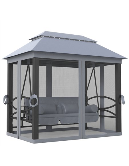 Outsunny 3 Seater Swing Chair Hammock Gazebo Lounger Cushioned Seat Waterproof Grey - pic 182867 | FastDaddyshop