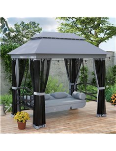 Outsunny 3 Seater Swing Chair Hammock Gazebo Lounger Cushioned Seat Waterproof Grey 2