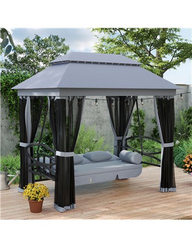 Outsunny 3 Seater Swing Chair Hammock Gazebo Lounger Cushioned Seat Waterproof Grey