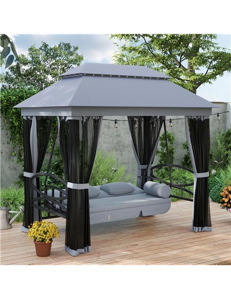 Outsunny 3 Seater Swing Chair Hammock Gazebo Lounger Cushioned Seat Waterproof Grey - pic 182868 | FastDaddyshop