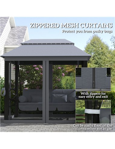 Outsunny 3 Seater Swing Chair Hammock Gazebo Lounger Cushioned Seat Waterproof Grey