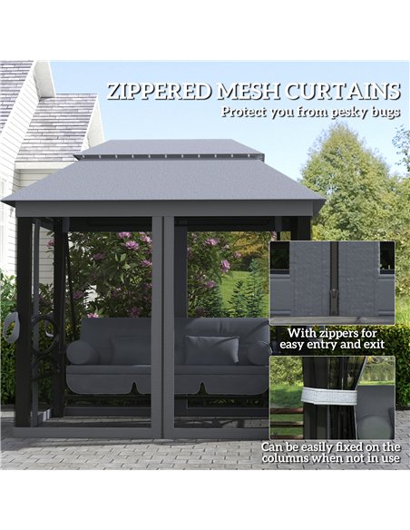 Outsunny 3 Seater Swing Chair Hammock Gazebo Lounger Cushioned Seat Waterproof Grey - pic 182872 | FastDaddyshop