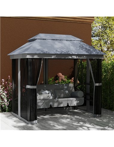 Outsunny 3 Seater Swing Chair Hammock Gazebo Lounger Cushioned Seat Waterproof Grey