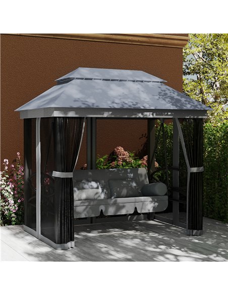 Outsunny 3 Seater Swing Chair Hammock Gazebo Lounger Cushioned Seat Waterproof Grey - pic 182875 | FastDaddyshop