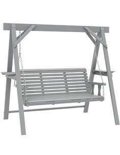 Outsunny Three-Seater Wooden Swing Bench, Dark Grey