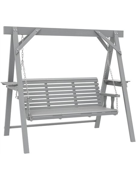 Outsunny Three-Seater Wooden Swing Bench, Dark Grey - pic 182885 | FastDaddyshop