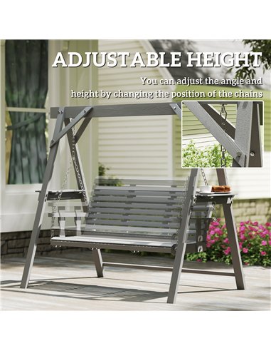 Outsunny Three-Seater Wooden Swing Bench, Dark Grey