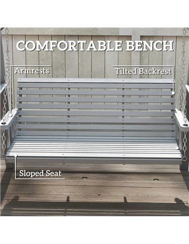 Outsunny Three-Seater Wooden Swing Bench, Dark Grey