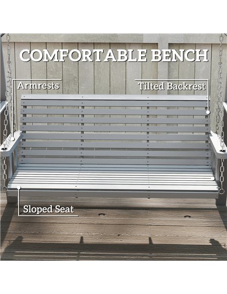 Outsunny Three-Seater Wooden Swing Bench, Dark Grey - pic 182891 | FastDaddyshop