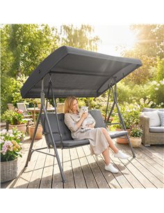 Outsunny Three-Seater Garden Swing Seat - Dark Grey 2
