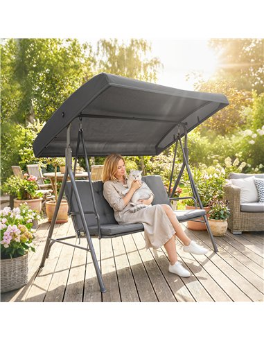 Outsunny Three-Seater Garden Swing Seat - Dark Grey