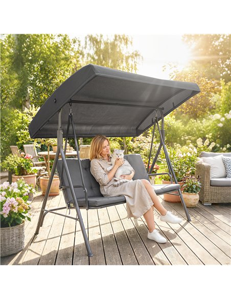 Outsunny Three-Seater Garden Swing Seat - Dark Grey - pic 182895 | FastDaddyshop