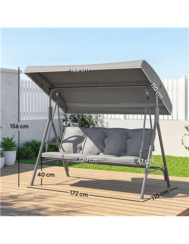 Outsunny Three-Seater Garden Swing Seat - Dark Grey