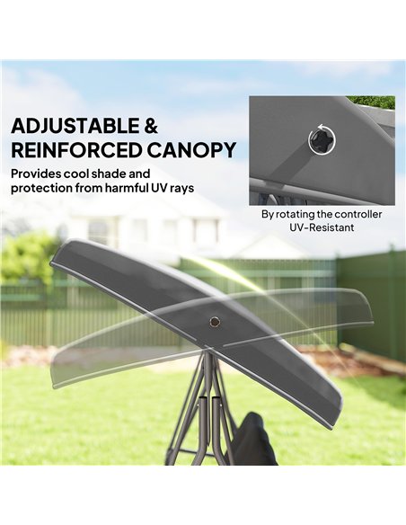 Outsunny Three-Seater Garden Swing Seat - Dark Grey - pic 182897 | FastDaddyshop