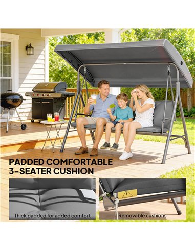 Outsunny Three-Seater Garden Swing Seat - Dark Grey