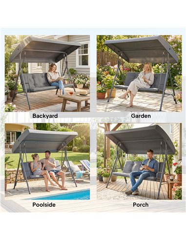 Outsunny Three-Seater Garden Swing Seat - Dark Grey