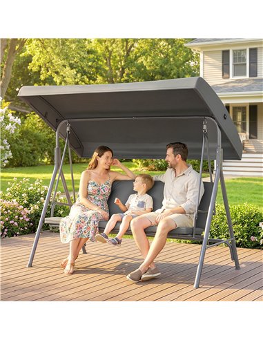 Outsunny Three-Seater Garden Swing Seat - Dark Grey