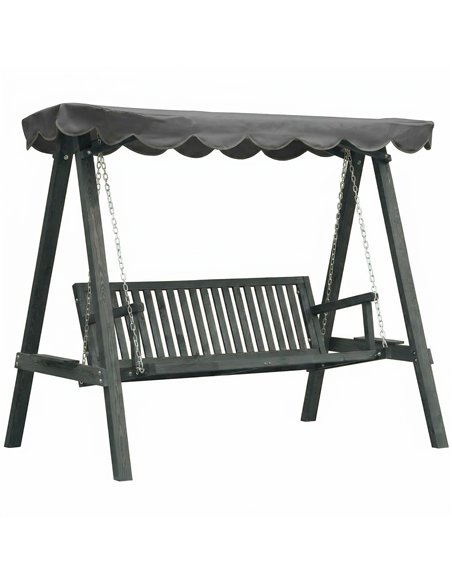 Outsunny 3 Seater Garden Swing Seat with Canopy, Wooden Swing Chair, Outdoor Hammock Bench for Balcony Patio Porch, Grey - pic 182912 | FastDaddyshop