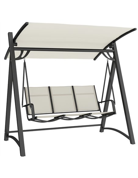 Outsunny 3 Seater Swing Chair, Garden Swing Bench with Adjustable Tilting Canopy, Breathable Mesh Seat 360 kg Capacity, White - pic 182939 | FastDaddyshop