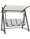 Outsunny 3 Seater Swing Chair, Garden Swing Bench with Adjustable Tilting Canopy, Breathable Mesh Seat 360 kg Capacity, White