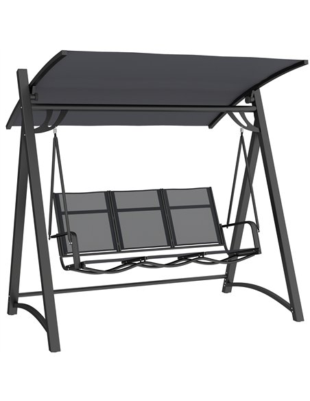 Outsunny 3 Seater Swing Chair, Garden Swing Bench with Adjustable Tilting Canopy, Breathable Mesh Seat 360 kg Capacity, Grey - pic 182948 | FastDaddyshop