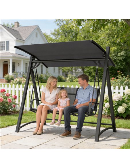 Outsunny 3 Seater Swing Chair, Garden Swing Bench with Adjustable Tilting Canopy, Breathable Mesh Seat 360 kg Capacity, Grey - pic 182949 | FastDaddyshop