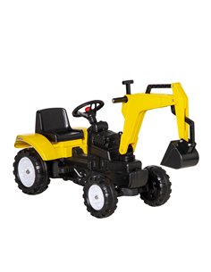 HOMCOM 3+ Ride-on Toy Pedal Digger Car with Horn, Yellow