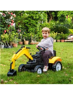HOMCOM 3+ Ride-on Toy Pedal Digger Car with Horn, Yellow 2