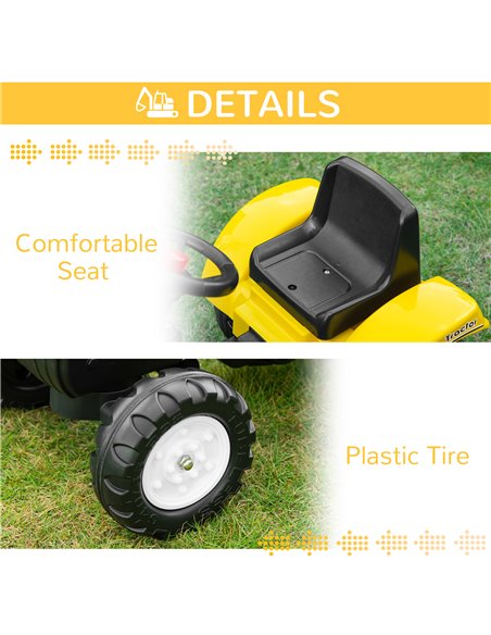 HOMCOM Ride-on Toy Pedal Digger Pretend Play Construction Car with Horn for Kids & Toodler, Yellow - pic 18302 | FastDaddyshop
