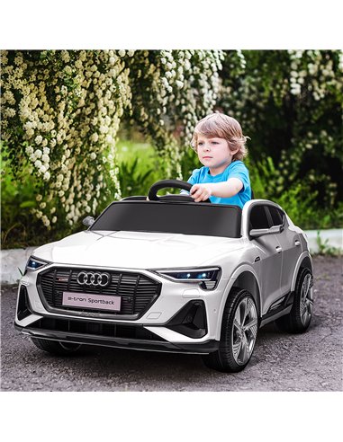 HOMCOM 12V Kids Electric Ride-On Car with Remote Control, Lights, Music, Horn, White