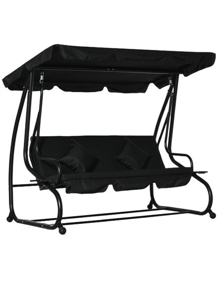 Outsunny Three-Seater Garden Swing Bed - Black - pic 183065 | FastDaddyshop