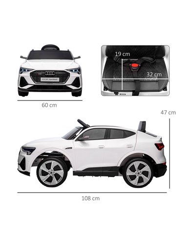HOMCOM 12V Kids Electric Ride-On Car with Remote Control, Lights, Music, Horn, White