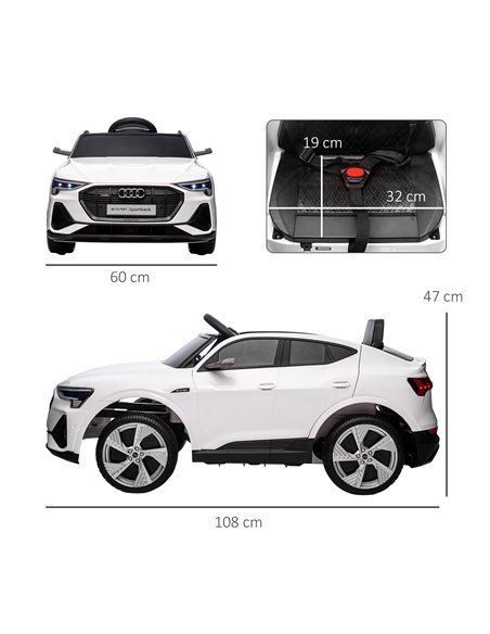 HOMCOM 12V Kids Electric Ride-On Car with Remote Control, Lights, Music, Horn, White - pic 18307 | FastDaddyshop
